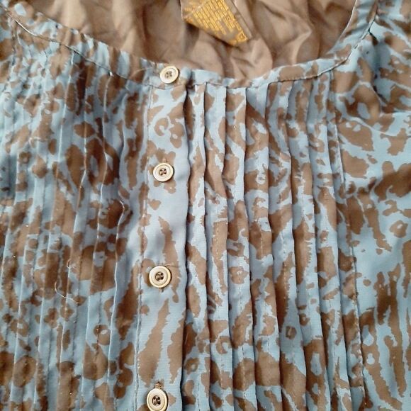 Grace Elements sz XL blue button front Semi sheer blouse - Picture 6 of 9